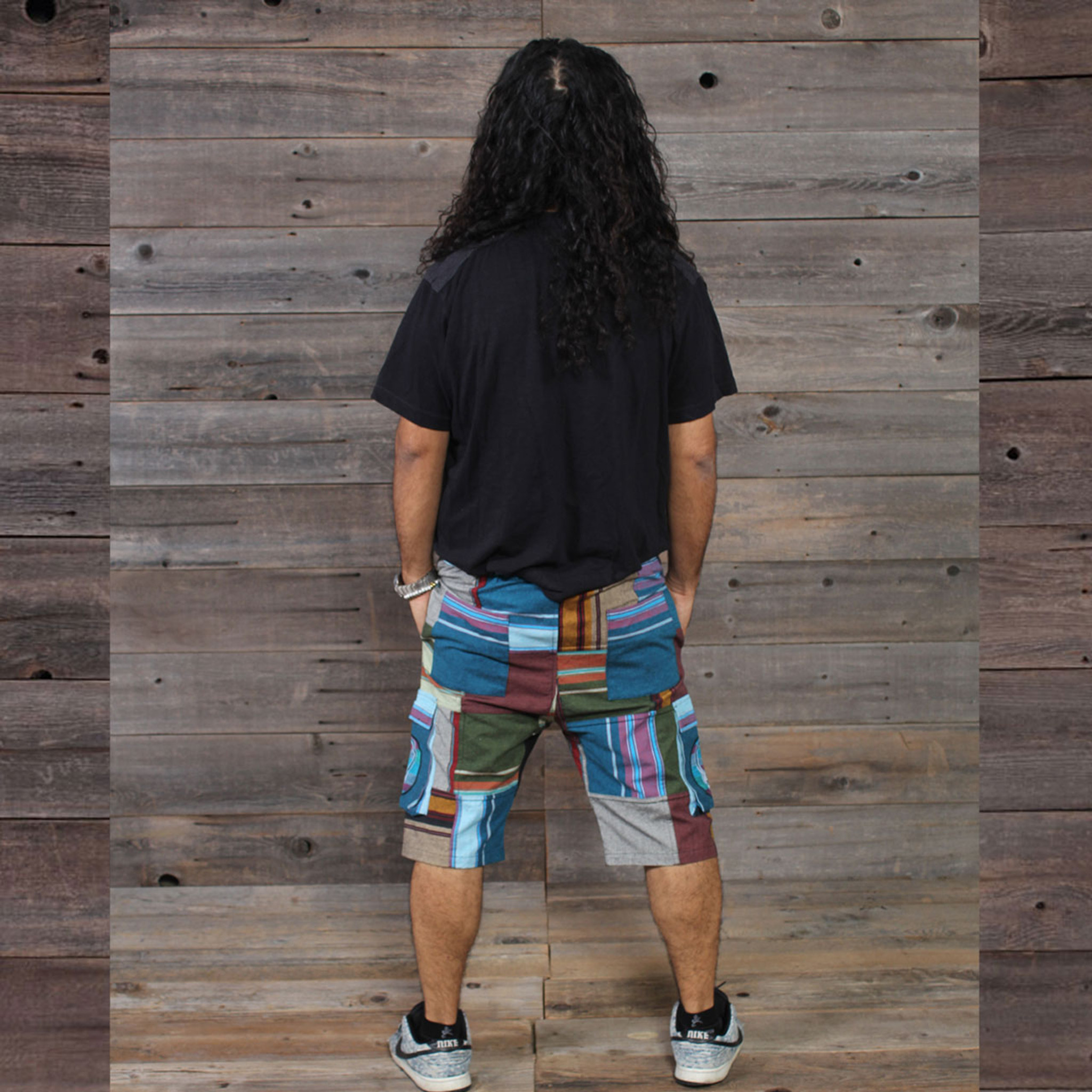 OL' BUDDY SHORTS Cotton Patchwork Grateful Dead Cargo Shorts w/ Steal Your Face Embroidery