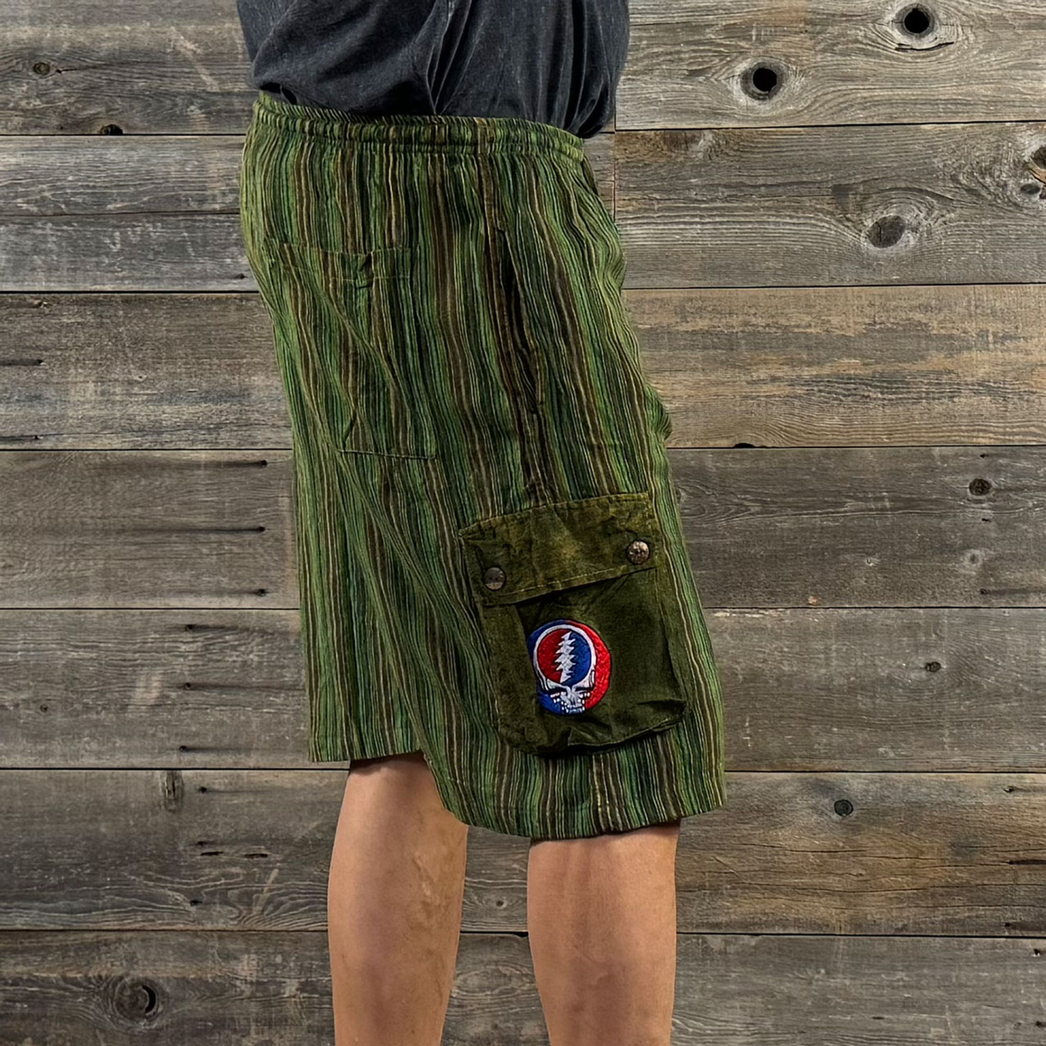 CRAZY OTTO SHORTS Cotton Stonewash Dharke Stripe Stripe Cargo Shorts w/ SYF Embroidery