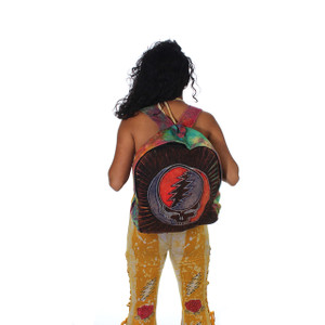 Grateful Dead Cotton Stonewash Razor Cut Backpack with Tie Dyed Back and SYF Applique and Two Side Pockets