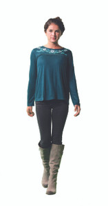 Meadow Viscose Long Sleeve Top With Embroidery Detail