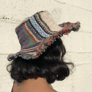 Upcycled Unisex Rough Edge Cotton Patchwork  Hand Made Sun Hat In Assorted Colors