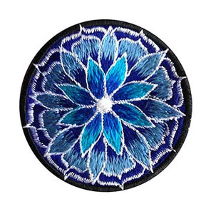 Small embroidered patch with abstract floral design (3 inches)