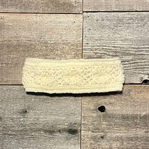 Wool Knit Head Band In Cream With Fleece Lining