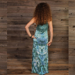 RIPPLE MAXI DRESS Viscose Tie Dye Tank Top Maxi Dress w/ SYF Print