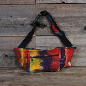 Rainbow Tie Dye Hemp 2 Pocket Fanny Pack  Rainbow Tie Dye