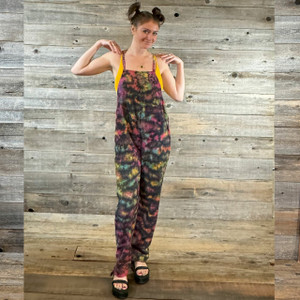 RAINBOW VIBE OVERALLS Cotton Multi Rainbow Color Tie Dye Overalls Multi Rainbow