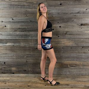 STEALIN’ SHORTS Cotton Lycra Elastic Waist Booty Shorts w/ Large SYF Side Print & Right Side Pocket