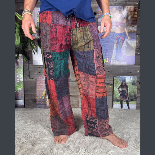 AMAN PANTS Cotton Stonewash Ohm Print Patchwork Men's Cargo Pants