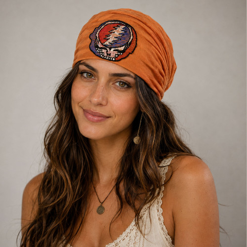 Cotton Stonewash Headband With Grateful Dead Steal Your Face Embroidery  Sold Singly