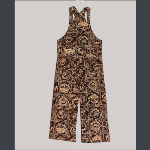 MANTRA VIBES OVERALLS Cotton Mantra Print 5 Pocket Wide Leg Overalls