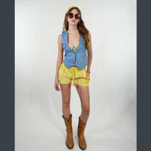 STARSTRUCK SHORTS Cotton Celestial Print Tie Dye Elastic Drawstring Waist Hot Shorts w/ Pockets