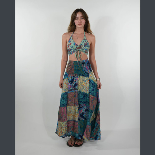 ENCHANTED MAXI DRESS/SKIRT Patchwork Smocking Tube Top Maxi Dress/ Maxi Skirt - Assorted