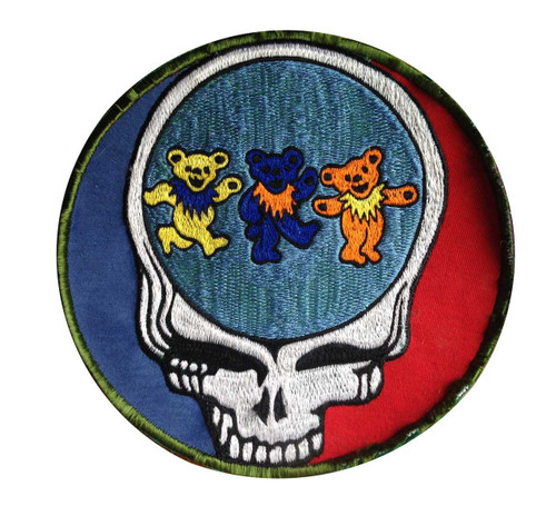 GRATEFUL DEAD 3 BEAR STEAL YOUR FACE  Embroidered Hippie Patch (8 inches)