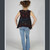 VIOLA LEE TOP Stonewashed Cotton Lycra Cropped Flowy Top /Grateful Dead Bear Print • Black • S-M-L-XL