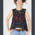 VIOLA LEE TOP Stonewashed Cotton Lycra Cropped Flowy Top /Grateful Dead Bear Print • Black • S-M-L-XL