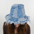 BOOGIE NIGHTS HAT Soft Stretch Denim 2 Tone Patchwork Bucket Hat w/ Frayed Edges