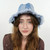 BOOGIE NIGHTS HAT Soft Stretch Denim 2 Tone Patchwork Bucket Hat w/ Frayed Edges