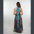 ENCHANTED JUMPSUIT Rayon Sari Patchwork Halter Wide Leg  Jumpsuit w/ Back Bobbing Waist & Side Zip