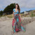 ENCHANTED JUMPSUIT Rayon Sari Patchwork Halter Wide Leg  Jumpsuit w/ Back Bobbing Waist & Side Zip