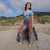 ENCHANTED JUMPSUIT Rayon Sari Patchwork Halter Wide Leg  Jumpsuit w/ Back Bobbing Waist & Side Zip