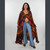 DONNA JEAN DUSTER Viscose Tie Dye  Angle Cut Wide Sleeve 3 Button Long Duster w/ Tonal Spaced Out Bolt Embroidery w/ Pockets