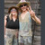 RIFKIN VEST Cotton Stripied Stonewash Patchwork Button Up Vest w/ Grateful Dead Steal Your Face Back Embroidery