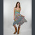 APRIL MAY SHORT DRESS Cotton Floral Print Overdye Patchwork  Sweetheart Neckline Halter Short Dress  w/ Scalloped Hem Line & Outside Pockets