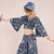 SHINING ON ME TOP Cotton GD Print Wide Sleeve Wrap Top Shinning  Dye