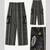 RIPPLE THREADS PANTS Heavy Striped Cotton & Tie Dye Elastic Drawstring Waist Cargo Pants w/ Bolt Cut Out & Bolt Buttons