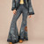 MANDALA RAYS PANTS Stonewash Cotton Lycra Tie Dye Lininig  Elastic Waist Wide Leg Booty Pants  w/ Mandala Embrodery Razor Cut & Hidden Pocket