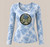 ROSEMARY TOP  Cotton Lycra Scoop Neck Long Sleeve Tie Dye  Shirt  w/ Tonal GD SYF Rose  Embroidery