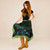 TWILIGHT SKIRT Cotton Stonewash Patchwork Angle Cut Drawstring Elastic Waist Midi Skirt w/ Lace Detail