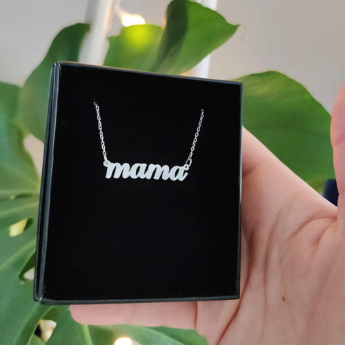 Adult Nameplate Necklace Silver