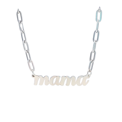 Paperclip Nameplate Necklace Silver