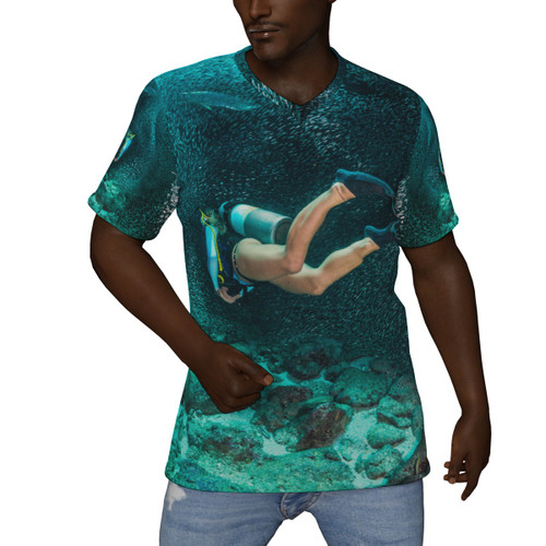 Deep Dive Scuba Inspired  V-Neck T Shirt