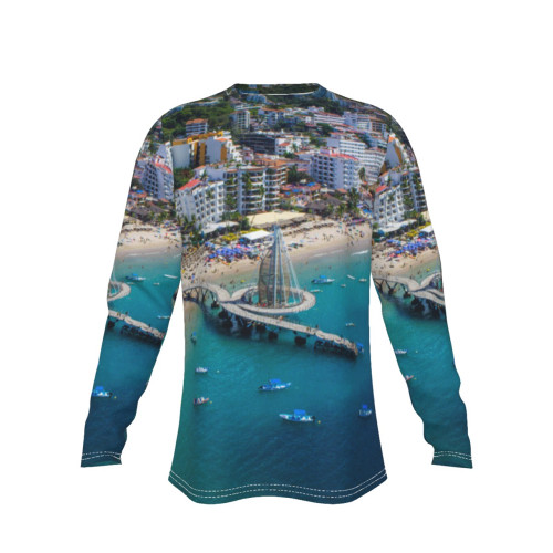playa los muertos puerto vallarta long sleeve crew neck shirt