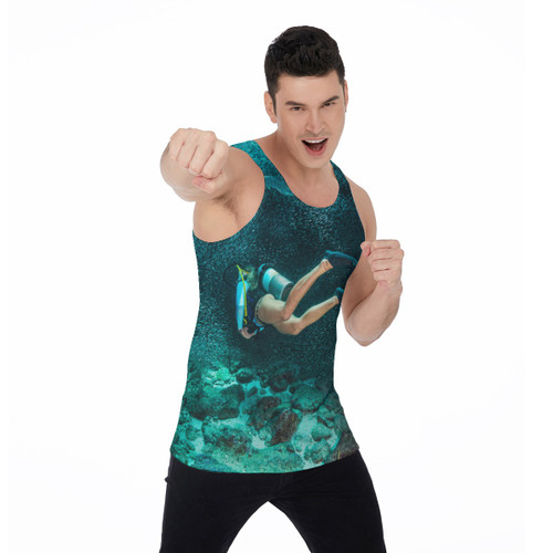 deep dive tank top with underwater scuba photo