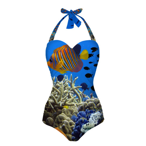 fantasea coral reef print one piece swimsuit