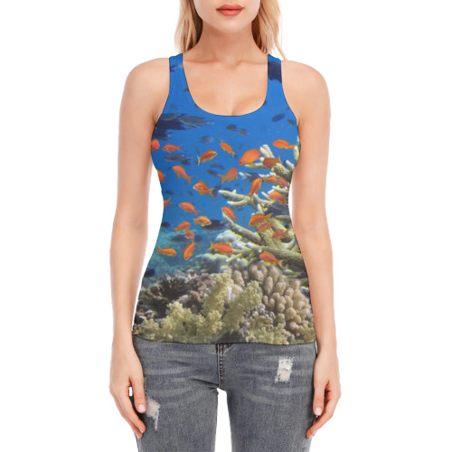 fantasea coral reef cotton racer tank