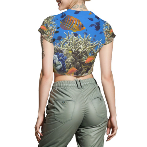 fantasea coral reef print crop top