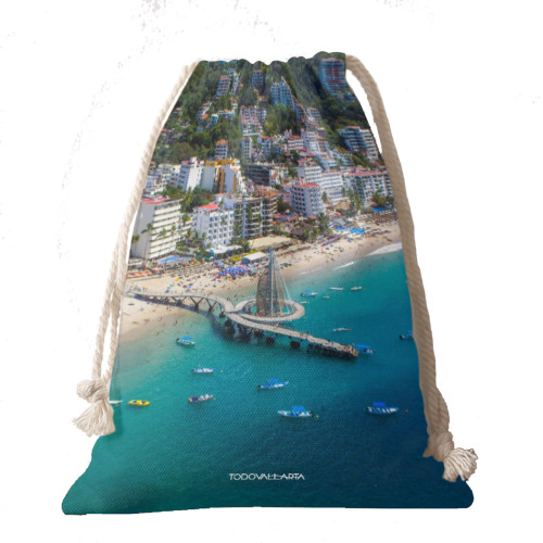 playa los muertos puerto vallarta drawstring tote bag