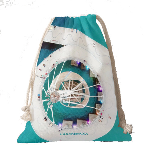 puerto vallarta muelle arriba aerial pier view drawstring tote bag