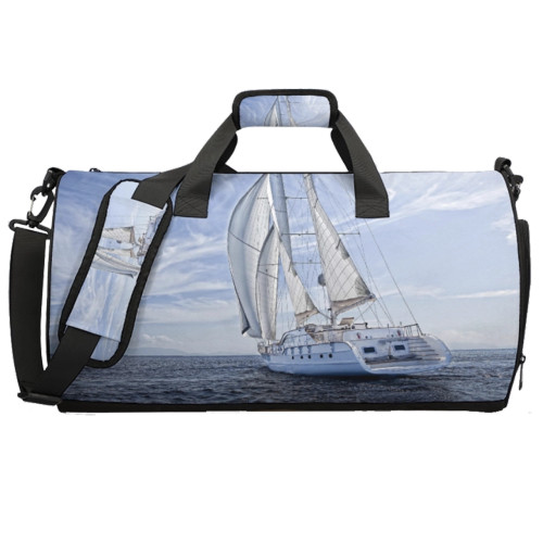 sail away ocean sailboat print sport duffle bag