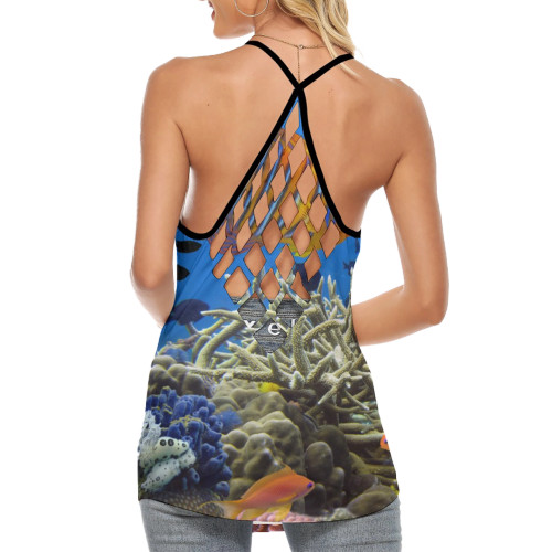 fantasea coral reef print criss cross top
