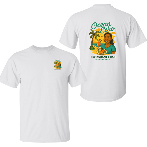 Ocean Echo Restaurant & Bar Tee – Meads Bay Anguilla (White Edition)