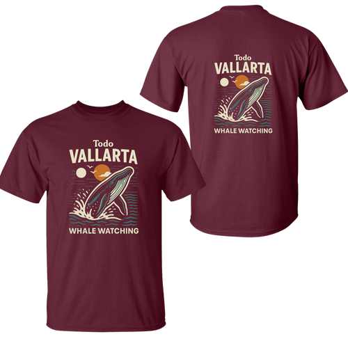 Todo Vallarta Whale Watching Burgundy Tee – Puerto Vallarta Mexico