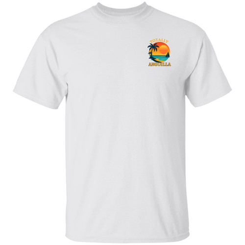 Totally Anguilla Sunset Sail Tee – Tropical Palm & Ocean Cotton T-Shirt