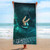 deep dive beach towel with underwater photo of scuba diver
