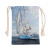 sail away ocean sailboat print drawstring tote