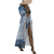 long chiffon robe printed with a photo of a sailboat on the open sea